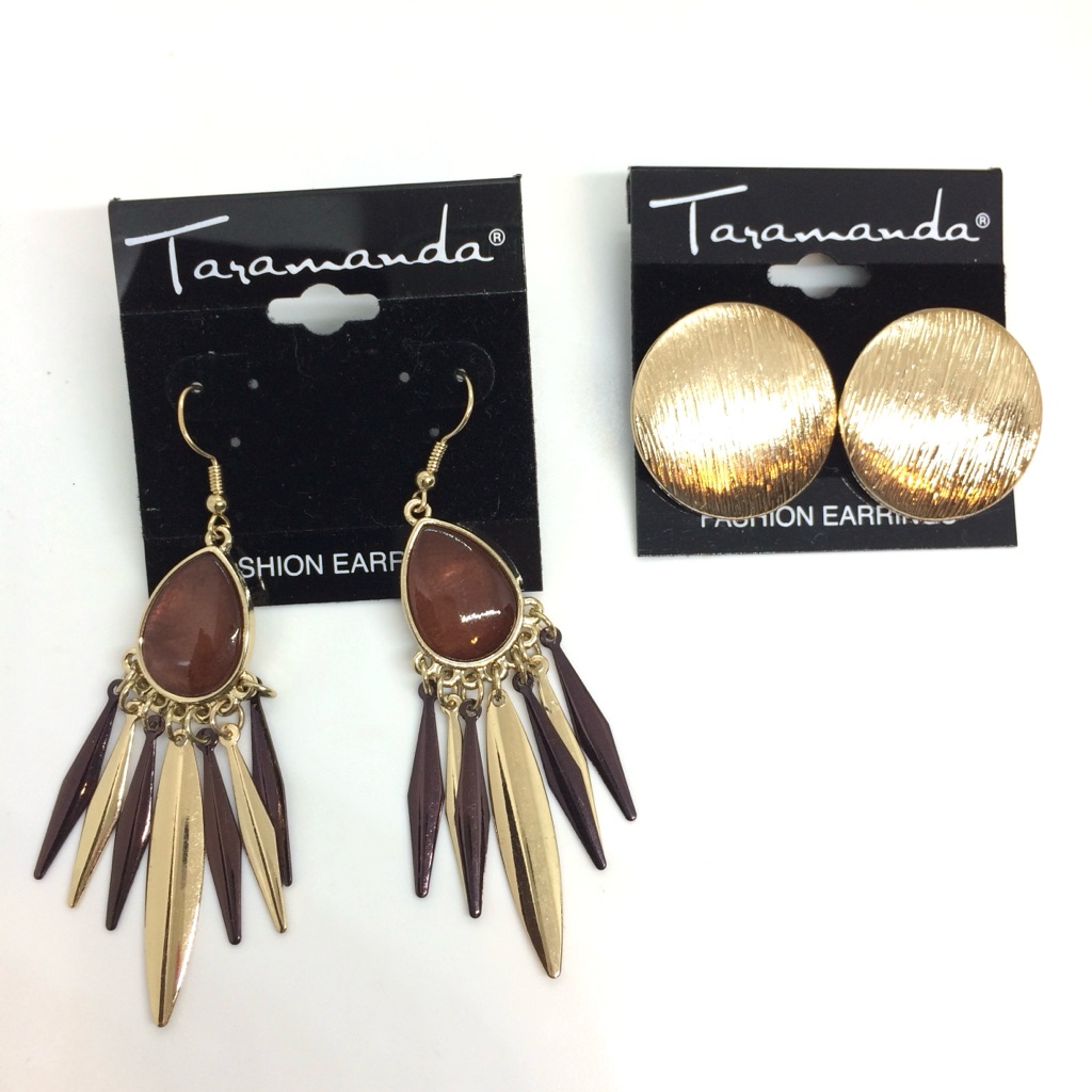 3/$30 Taramanda Gold Disc Clip On Earrings & Teardrop Dangle Set Nwt Boho Chic